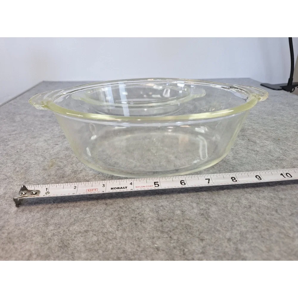 Anchor Hocking Fire-King Clear Glass Oval Casserole Dish with Lid 1.5 Qt 467 USA